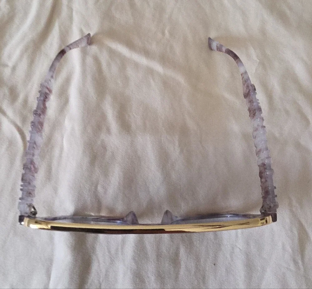Women’s Marbled Lilac Square Sunglasses with Gold Brow Bar